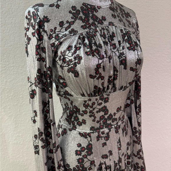 Paco Rabanne Floral Metallic Jerssey Maxi Dress Women's Size 38 US 6 EUC - Picture 5 of 15